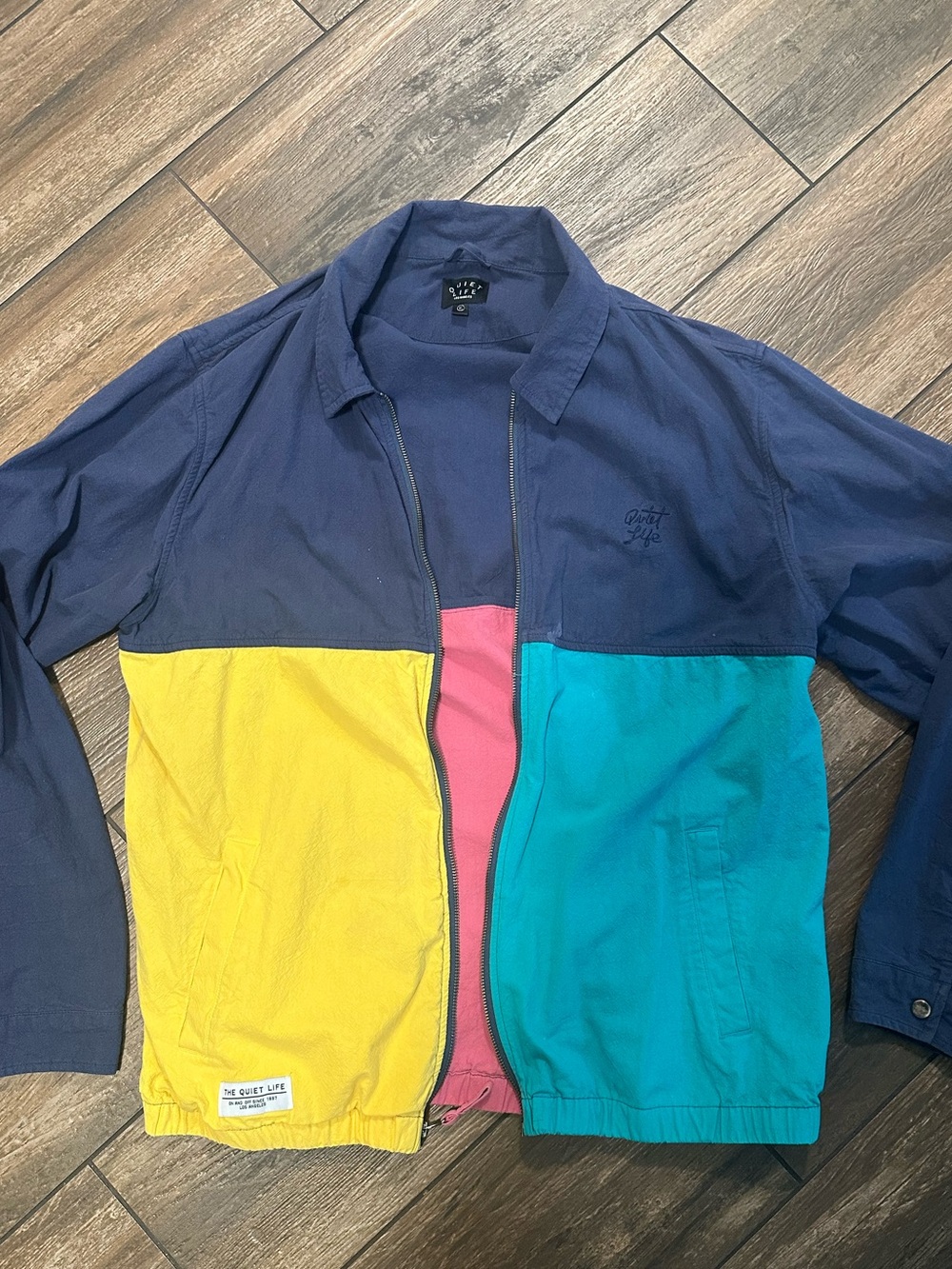 Men's Colorblock Lightweight Jacket in Navy, Yellow & Teal